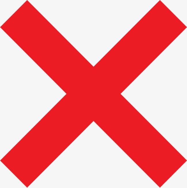 a red x symbol on a white background with no cross marks in the center and bottom