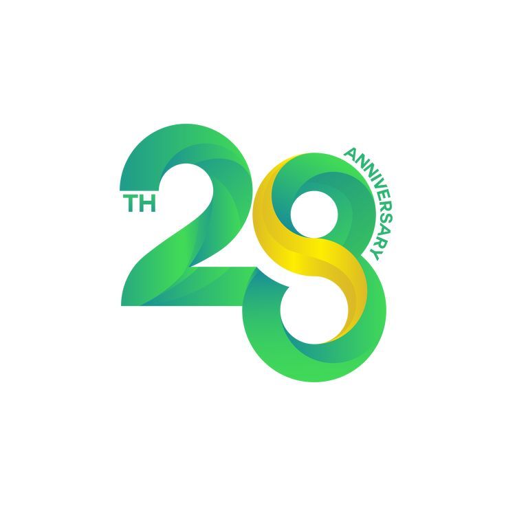 the 25th anniversary logo is shown in green and yellow