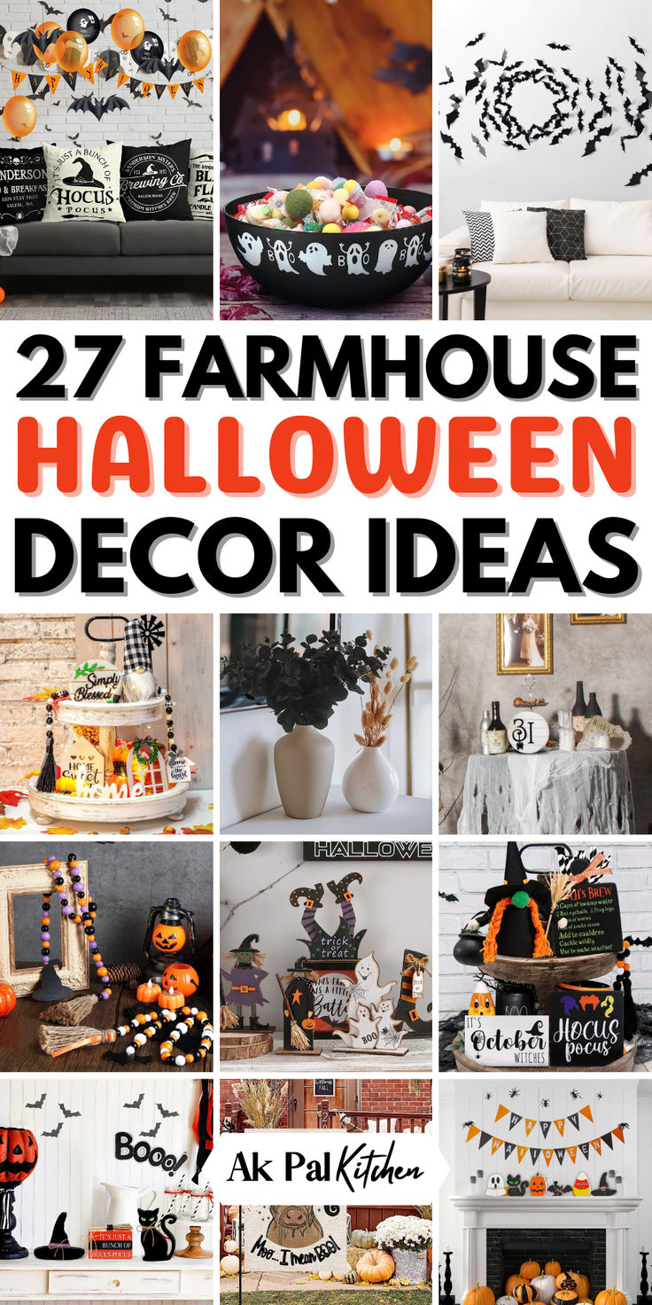 Farmhouse Halloween decor brings rustic charm to your spooky season. Discover cozy fall farmhouse decorating ideas that blend autumn home decor with vintage Halloween crafts. Create a warm atmosphere with pumpkin decor ideas and antique Halloween decorations. From DIY Halloween crafts to rustic fall home decor, transform your space with country Halloween decor. Explore fall porch decorating ideas and classic Halloween decorations to make your home inviting. Country Halloween Decor, Pumpkin Decor Ideas, Vintage Halloween Crafts, Fall Porch Decorating Ideas, Farmhouse Halloween Decor, Halloween Party Craft, Wreaths Halloween, Halloween Table Centerpieces, Mantle Decorations