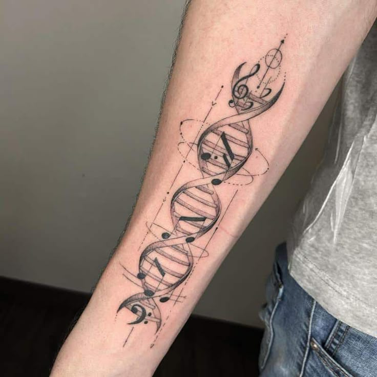 a man's arm with a tattoo on it that says, i love music