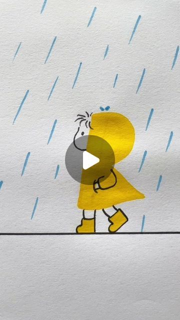 a cartoon character holding an umbrella in the rain