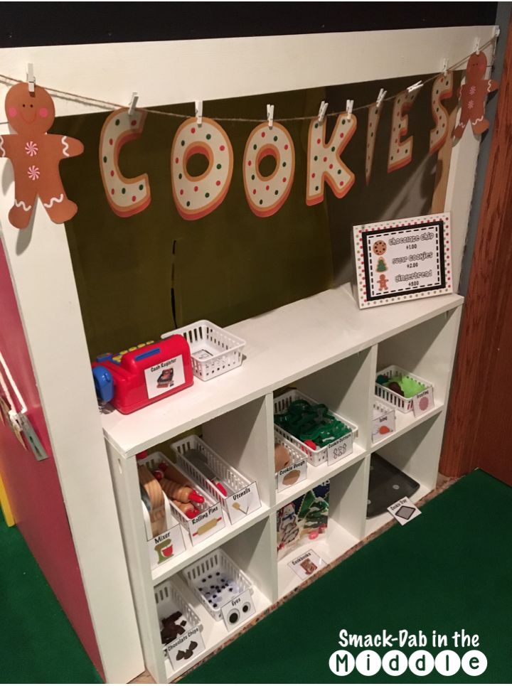 a display in a classroom with cookies on the wall