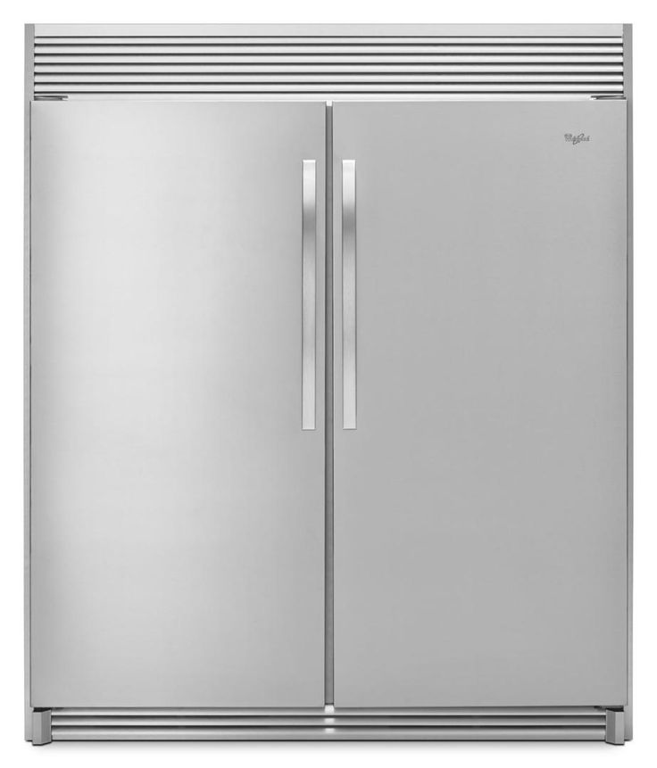 the side by side refrigerator has two doors on both sides and is stainless steel in color