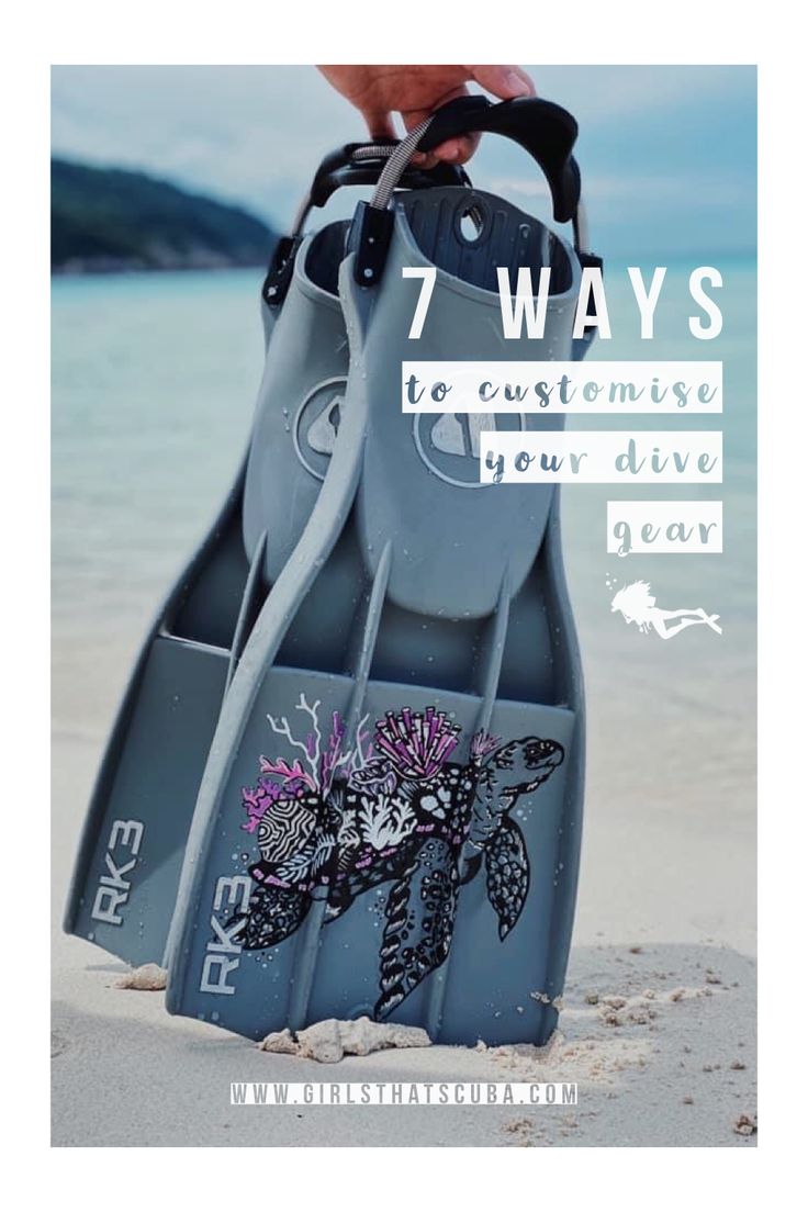 a person holding a diving device on the beach with text overlay that reads 7 ways to customer your dive gear