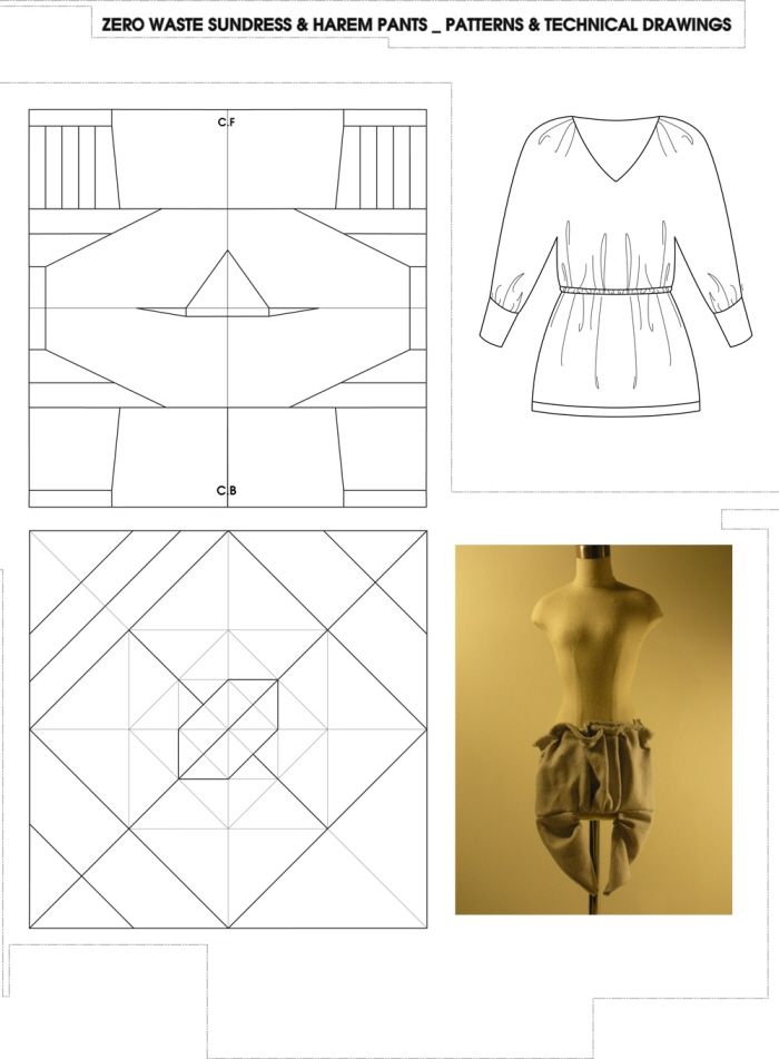 the sewing pattern is shown with instructions for how to sew an blouse and skirt