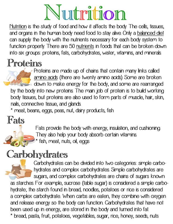 an info sheet describing the benefits of nutrition and how to use it in your diet