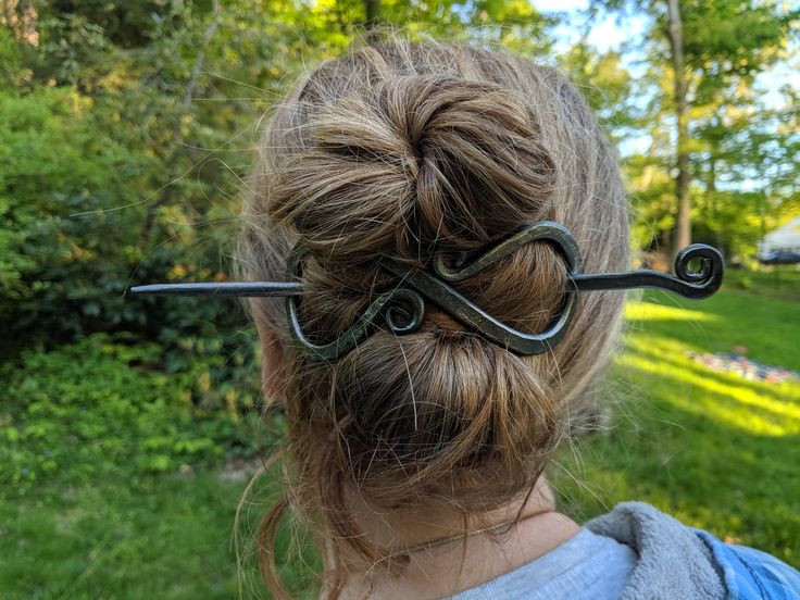 Hand forged hair pin Hair Pin, Hand Forged, Bobby Pins, Hair Pins, Hair Wrap, Hair Accessories, Hair Styles, Hair, Beauty