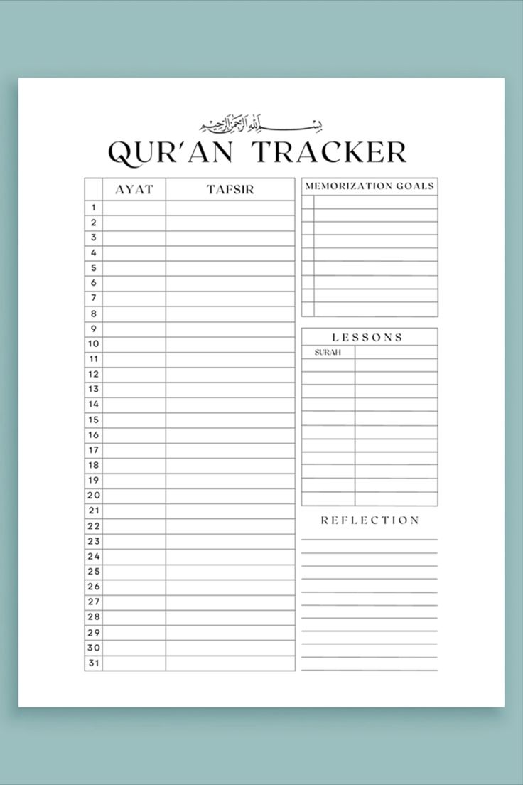 the printable qu'an tracker is shown in black and white