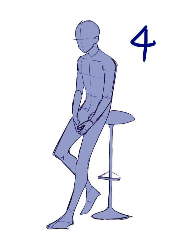 a drawing of a person sitting on a stool with the number 4 in front of them