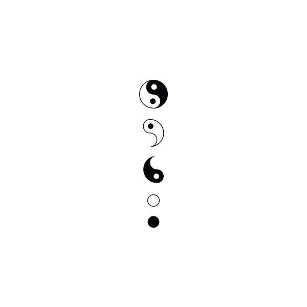 a black and white image of three yin - yang symbols on a white background,