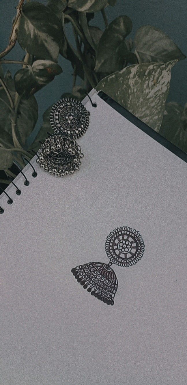 Copying jhumka design to a paper using pen Jhumka Illustration, Jhumka Designs Drawing, Mandala Art Jewellery, Jhumka Drawing Sketch, Jhumka Mandala Art, Jhumka Mandala, Jhumka Drawing, Jewellery Illustration, Jhumka Designs