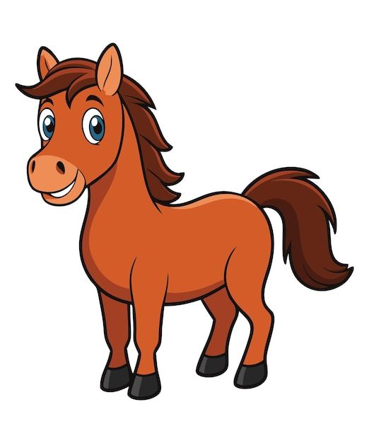 a cartoon horse with big eyes and brown hair