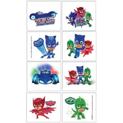 the pj masks stickers are all different shapes and sizes, but each has their own character