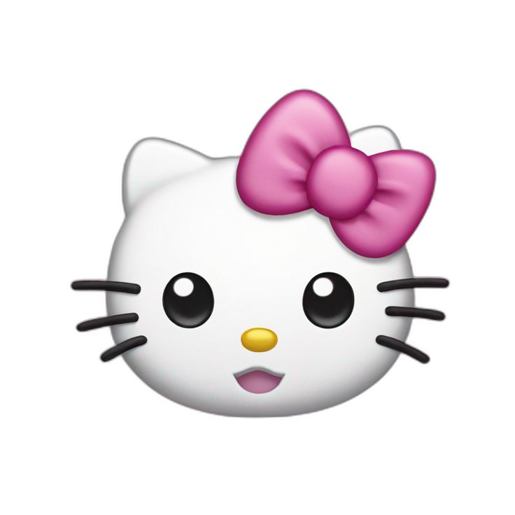 a white hello kitty face with a pink bow on it's head and eyes