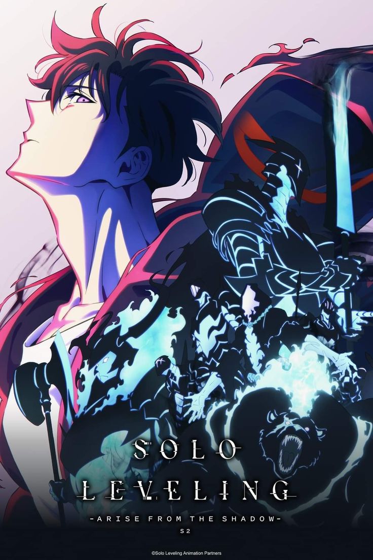 the poster for solo leveling, which features an image of a woman with red hair and