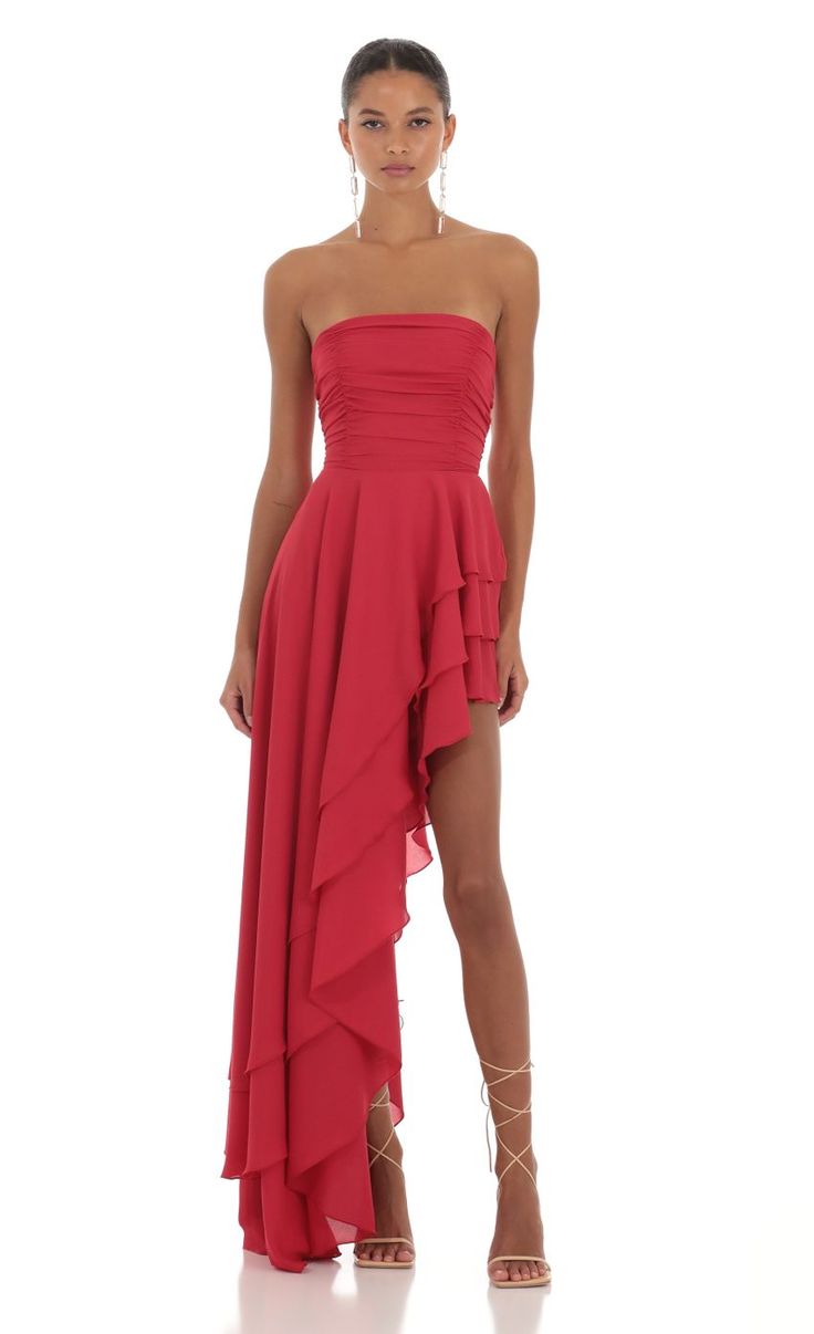 Luxury Off-shoulder Pre-draped Evening Dress, Hi Low Corset Dress, A Symmetrical Prom Dress, Formal Dress Removable Skirt, Double Split Dress Formal, Rust Red Sweetheart High Low Tiered Formal Dress, Corset Holiday Dress, Assymetrical Corset Dress, Red Prom Dress Back