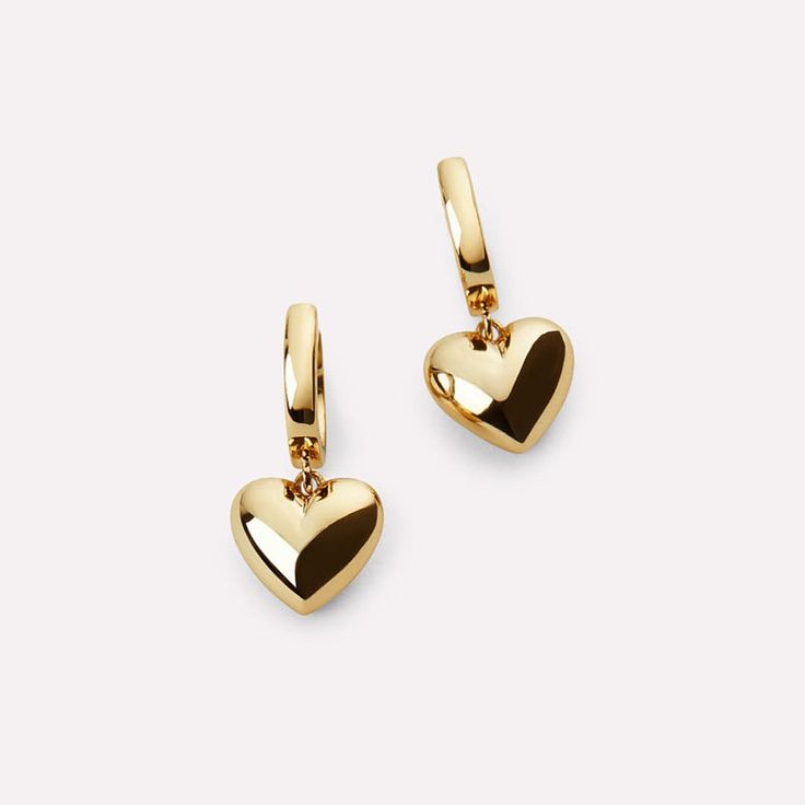 Capsule Wardrobe Jewelry, Gold Heart Earrings, Show Yourself, Gold Heart Pendant, Gold Heart Earring, Hoops Gold, Pendant Earring, Heart Pendant Gold, Puffed Heart