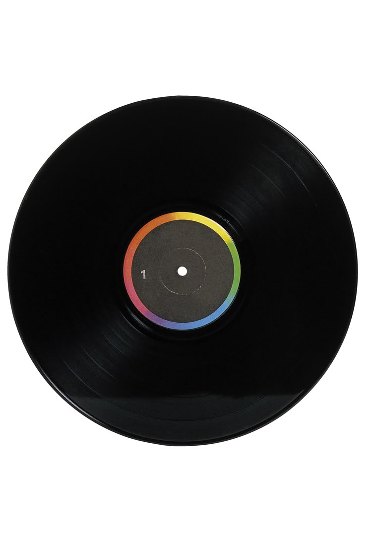 a black record on a white background with the word love written in rainbows and letters