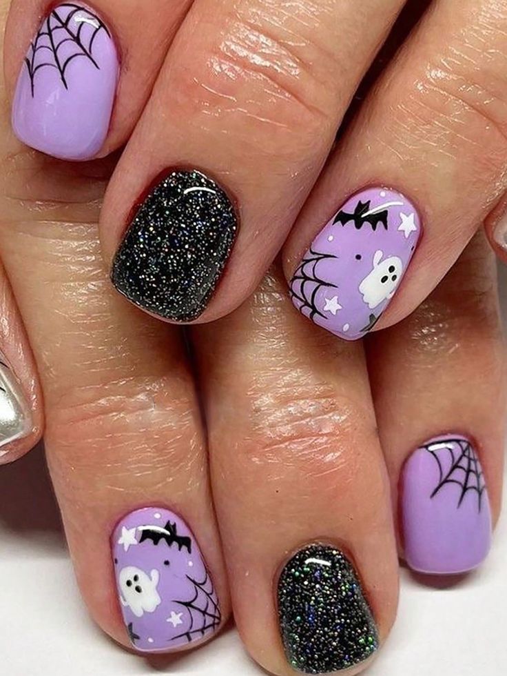 Multicolor  Collar   Animal,Cartoon,Graphic,Plants Color Nails Embellished   Nail,Hand & Foot Care Ghost Nail, Nails Creative, Nail Art Halloween, Halloween Press On Nails, Short Square Nails, Manicure Tips, Color Nails, Halloween Nail Designs, Halloween Nail