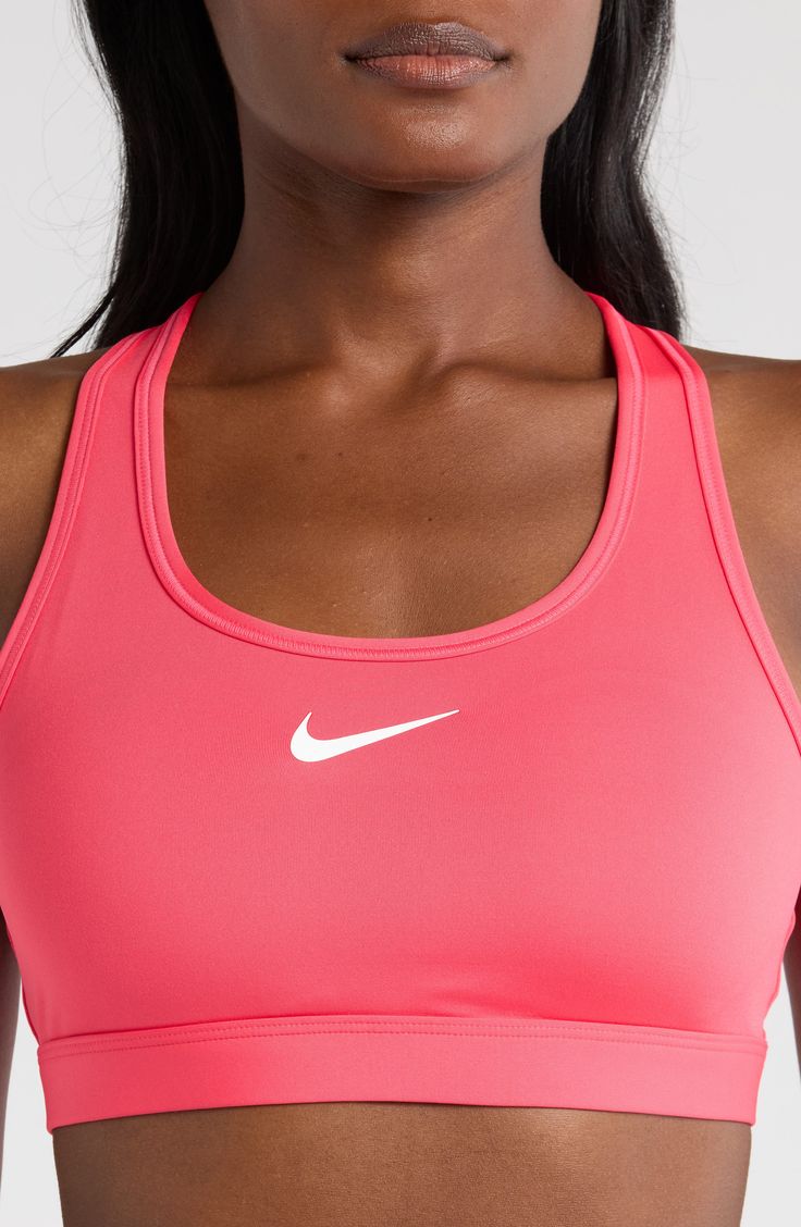 Work up a sweat on and off the pickleball court in this padded sports bra featuring wide straps and signature moisture-wicking tech. Racerback Dri-FIT moisture-wicking technology Lined 72% polyester, 28% spandex Machine wash, line dry Imported Nike Sports Bra Aesthetic, Nike Running Clothes, Sports Bras For Big Busts, Nike Bras, Cute Sports Bras, Nike Stuff, Volleyball Gear, Hot Pink Sports Bra, 12 Birthday