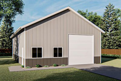 a two car garage is shown in this rendering