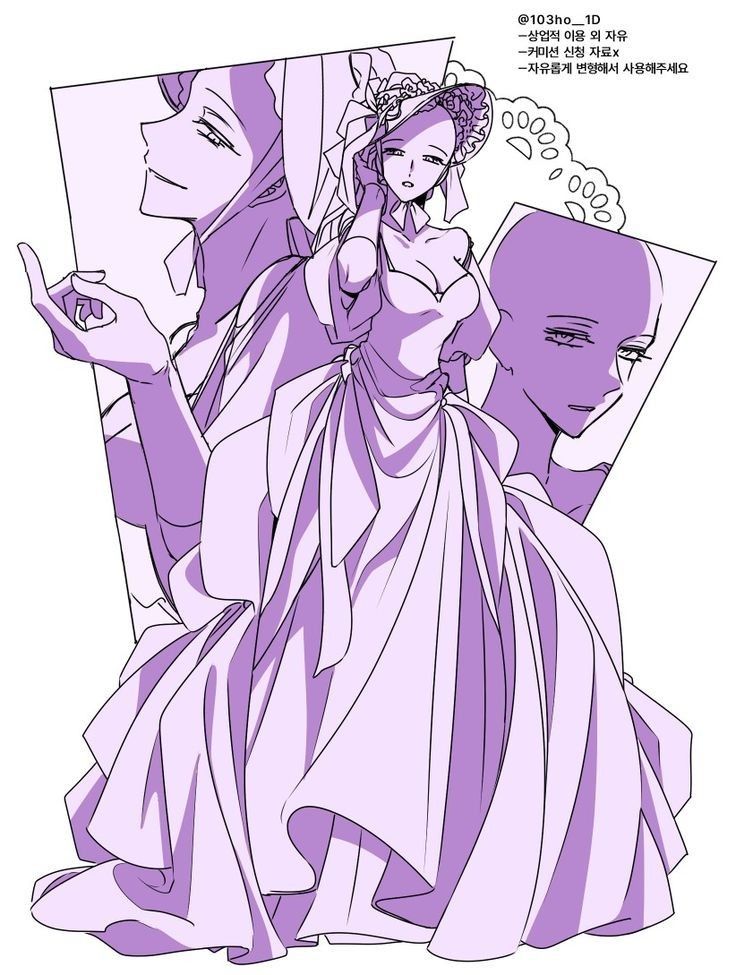 an image of a woman in a purple dress with two other women behind her and one man