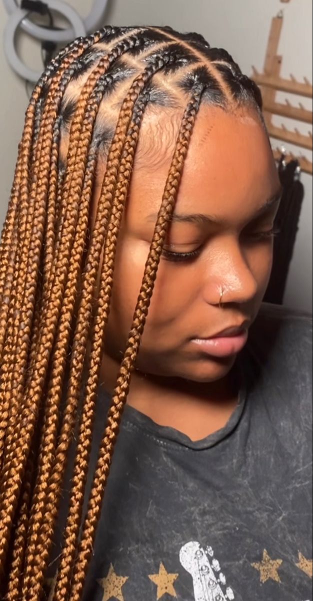 Protective Knotless Braids, Normal Braids For Black Hair, Hair Styles Knotless Braids, Normal Braids Hairstyles, Simple Knotless Braids Hairstyles, Latest Braids Styles 2024, Knottles Braids Styles, Dark Purple Box Braids, Plain Braids