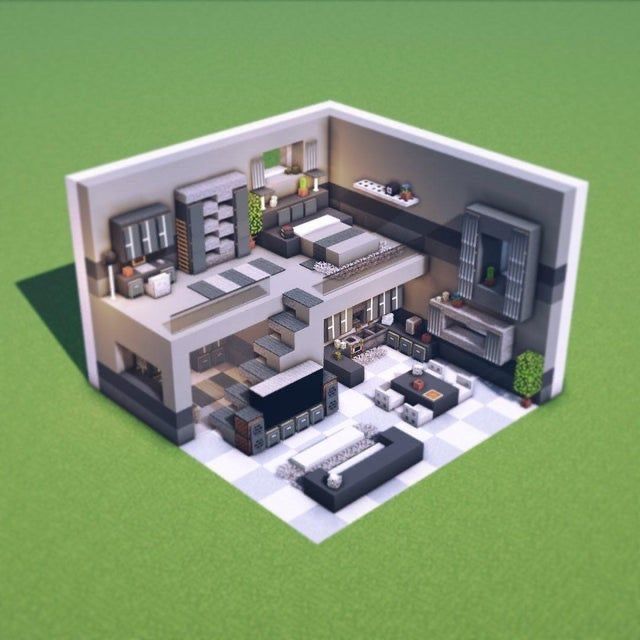 an aerial view of a house with all the furniture in it