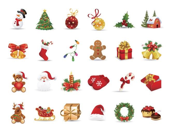 christmas icons are shown on a white background