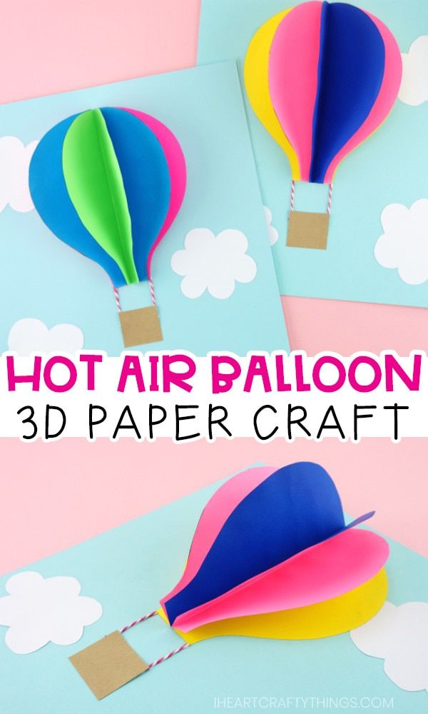 Paper Hot Air Balloon -Easy, colorful summer kids craft! Paper Hot Air Balloon, Air Balloon Craft, Balloon Craft, Hot Air Balloon Paper, Summer Preschool Crafts, Hot Air Balloon Craft, Balloon Template, Paper Balloon, Balloon Crafts