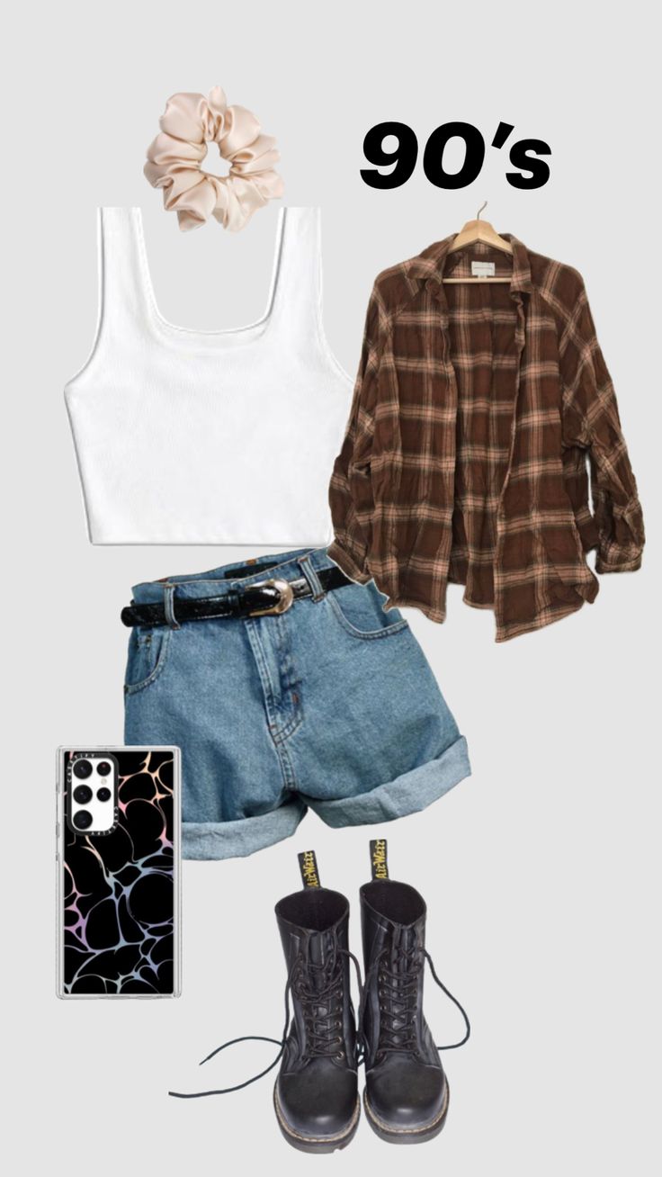 90’s outfit inspo!!! Retro 90’s! #outfitsinspo #1990s #90s #90210 #summerinspo #summeroutfit #shorts #cuteoutfit #outfitinspo 90s Fashion Skirt Outfit, 1996 Outfit Ideas, Famous 90s Outfits, Old School 90s Outfit, Y2k 90s Outfits, 90s Style Summer, 90s Fashion Summer 1990s, 90s Fashion For School, 1995 Outfits