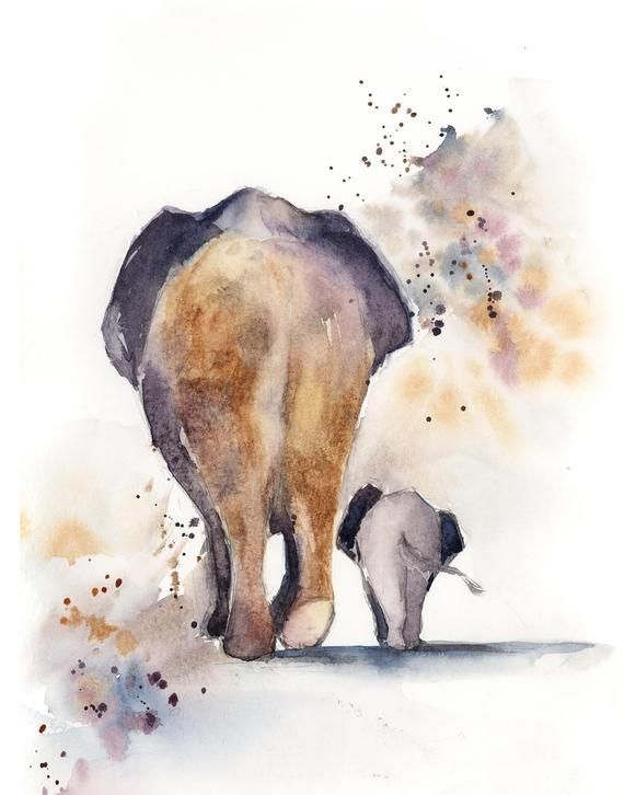 an elephant and its baby are walking together