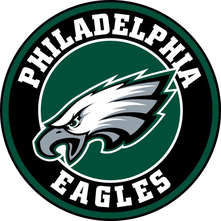 the philadelphia eagles logo is shown in black and green with an eagle's head