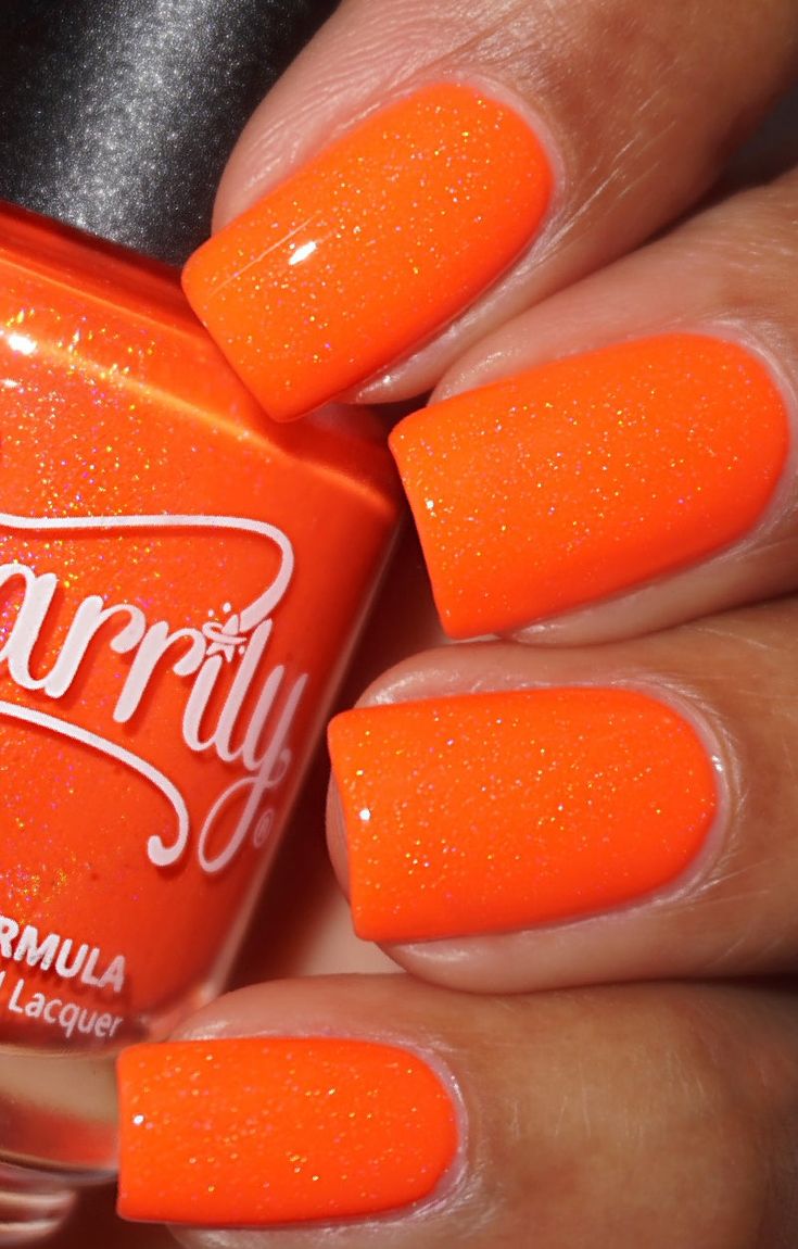 Neon Nail Polish, Cruelty Free Nail Polish, Orange Nail Polish, Lipstick Nails, Nail Decor, Squoval Nails, Orange Neon, Black Nail Polish, White Nail Polish