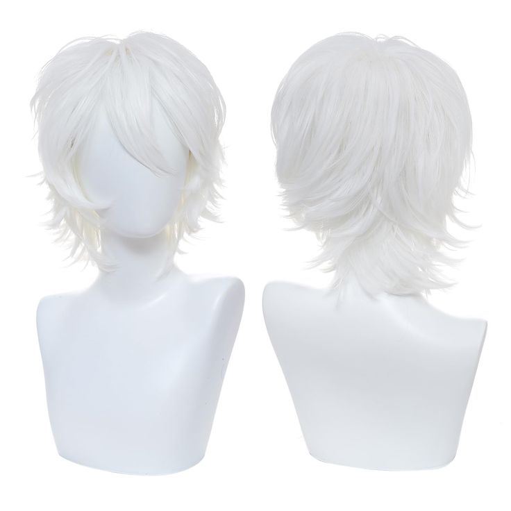 Male Hair Wig, White Fluffy Hair, Sims 3 Male Hair, White Hair Boy, Masquerade Fashion, Boy Wig, Male Wigs, White Hairstyles, White Short Hair