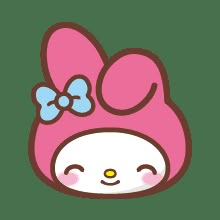 an image of a hello kitty face with a bow on it's head and ears