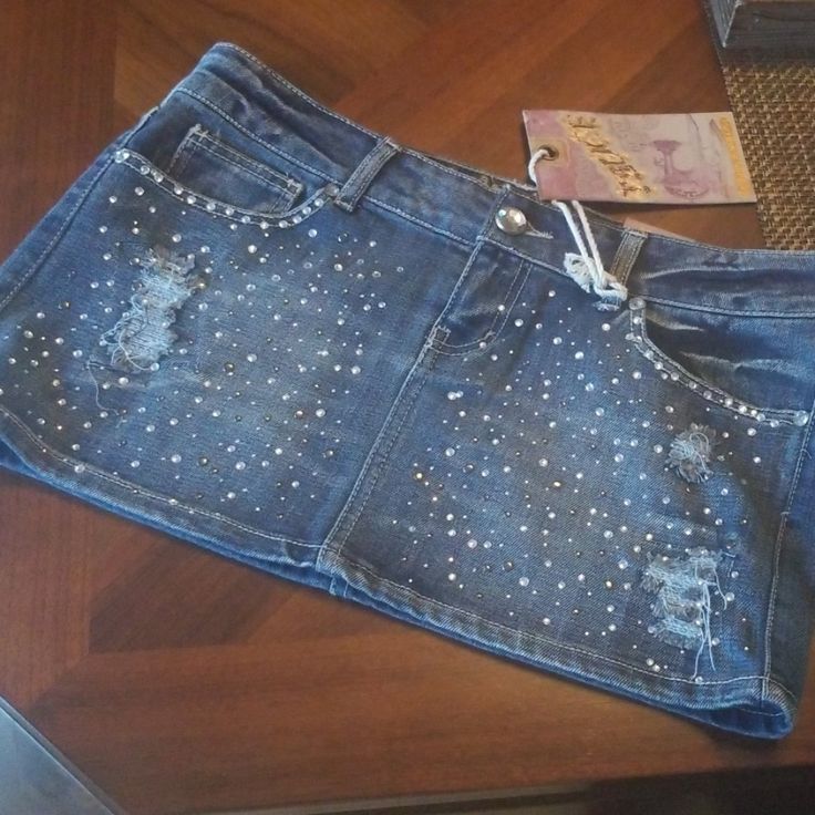 Cute Bling Skirt Nwt Bling Skirt, Y2k Jean Skirt, Bedazzled Y2k, Rhinestone Skirt, Blue Jean Skirt, Purple Jeans, 2000s Fashion Outfits, Cute Skirts, 2000s Fashion