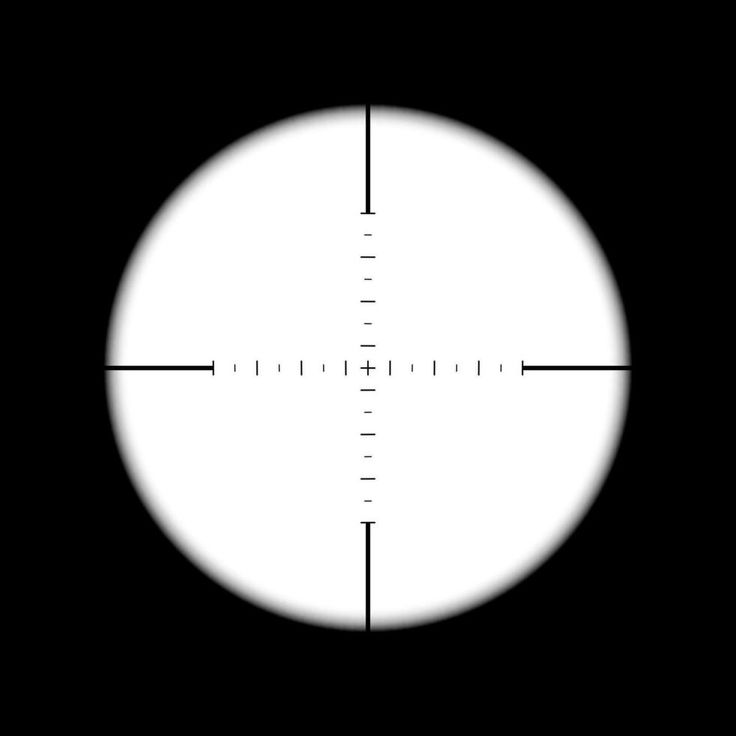 an image of a crosshaired sight scope on a black background with white dots