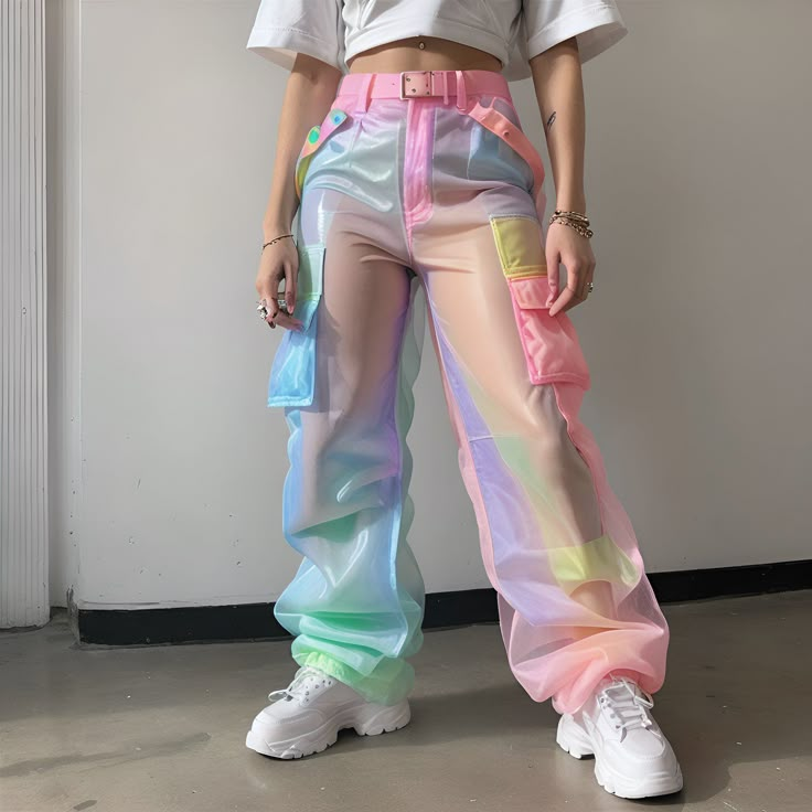 H.I.A. | Dolce Vita Cargo Pants Colourful Wardrobe, Iridescent Aesthetic, First 48, Fest Outfits, Rainbow Outfit, Maximalism, Early Bird, Really Cute Outfits, Burning Man