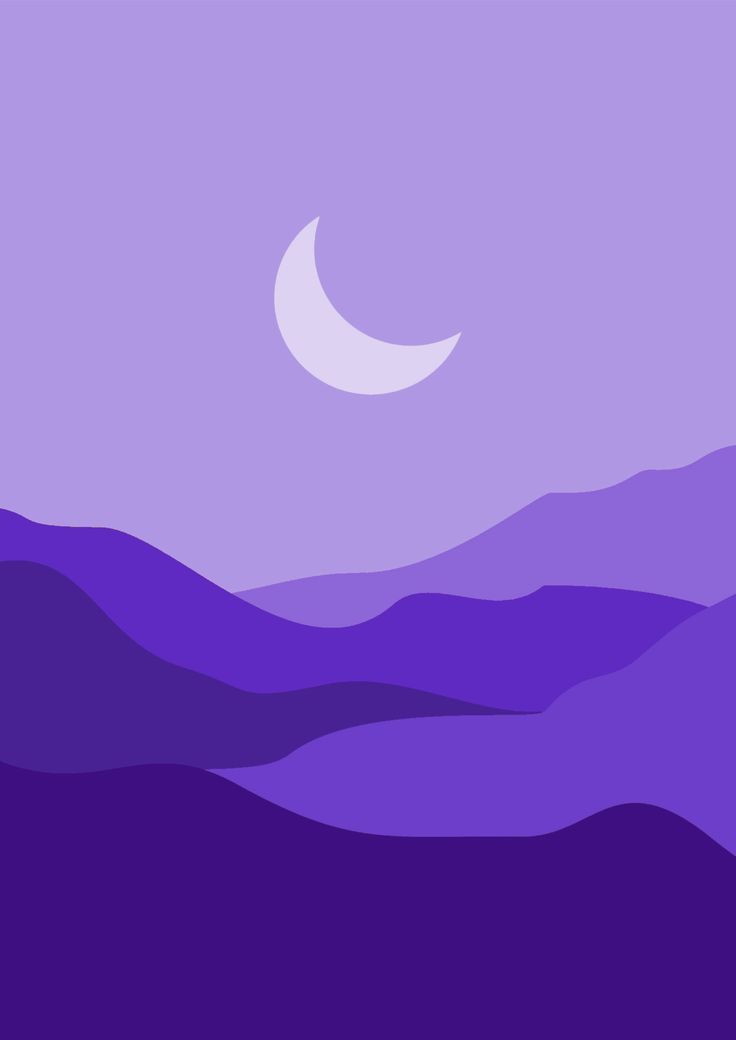 an abstract landscape with mountains and the moon in the sky over them, as well as purple hues