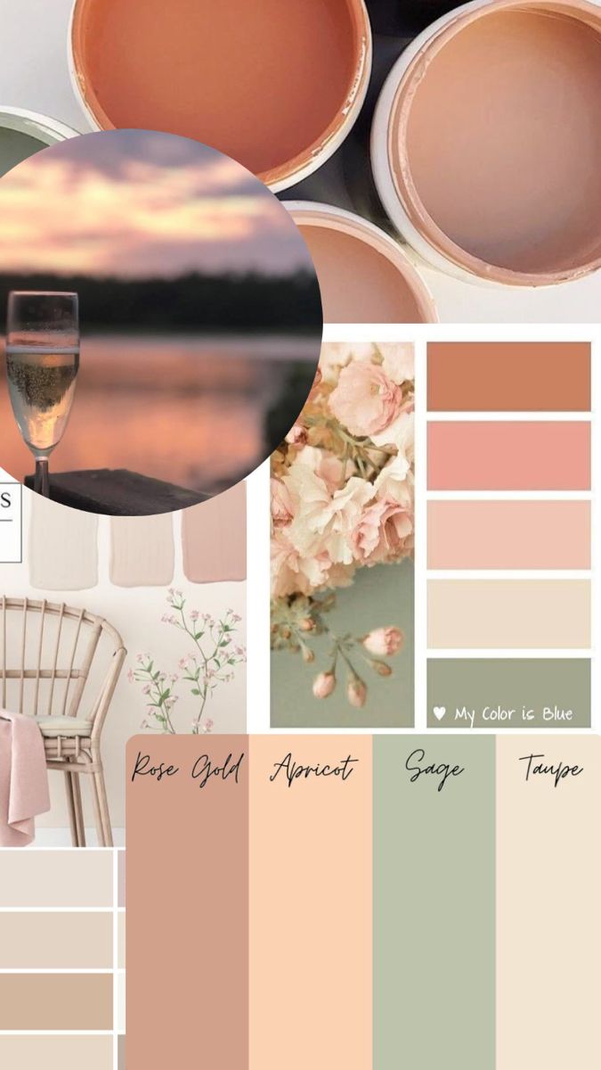 Apricot Room Decor, Pink And Beige Color Scheme, Peach Salon Decor, Sage Green And Peach Living Room, Sage And Peach Color Palette, Olive Green And Dusty Pink Living Room, Light Peach Wall Color, Peach Accent Wall, Peach Room Ideas