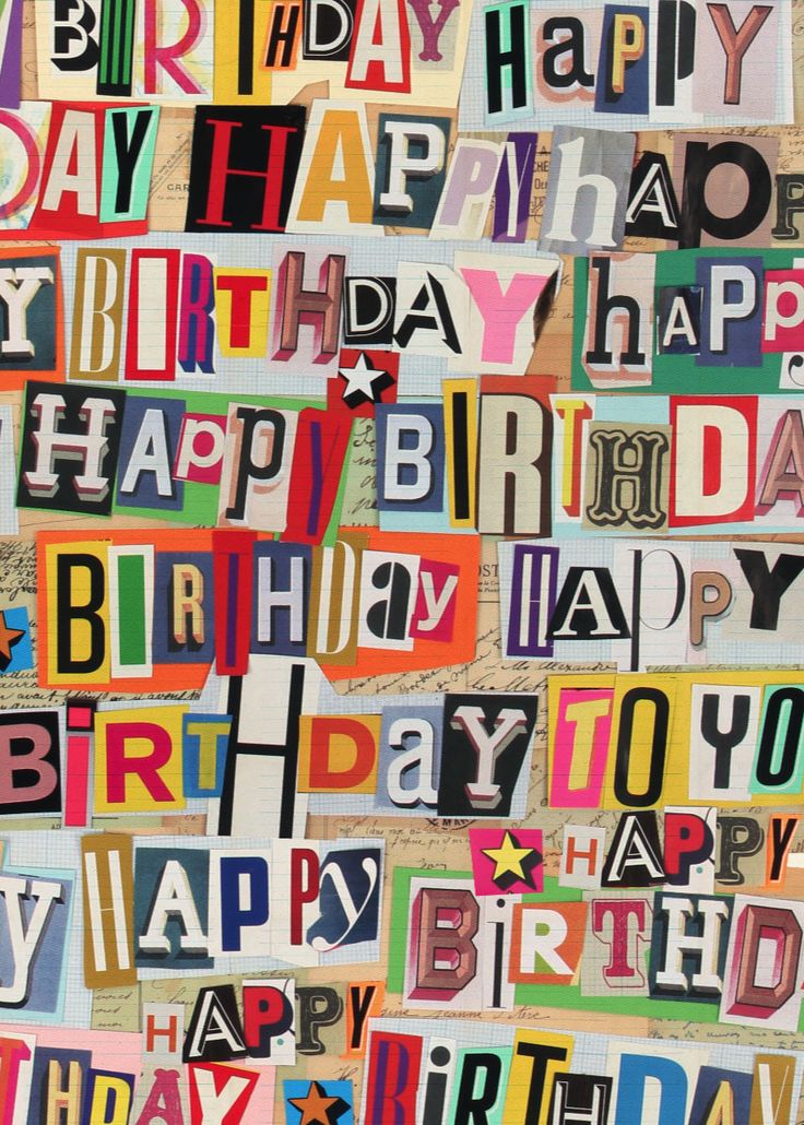 the words happy birthday are made up of different types of letters and numbers on paper