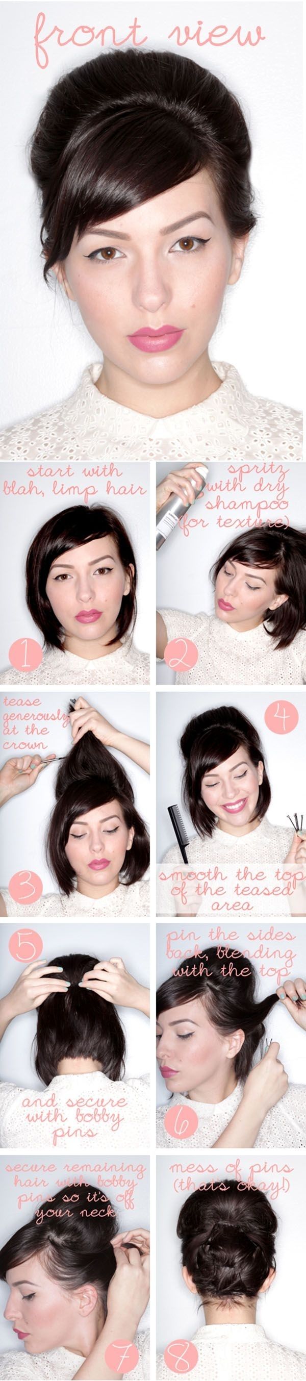 Short Pin Up 'Do / 22 No-Heat Styles That Will Save Your Hair (via BuzzFeed) Hair Romance, Pin Up Hair, Short Hair Tutorial, Penteado Cabelo Curto, Short Hair Updo, Hair Updo, Hair Envy, Hair Tutorials, Hair Today