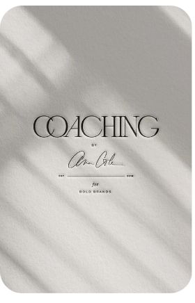 the words coaching are written in cursive font on a white background with shadows