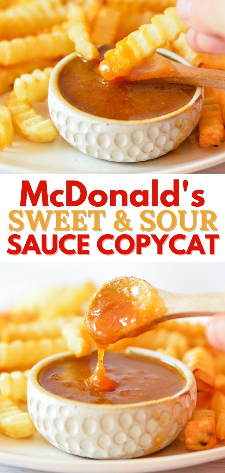 dipping fry into sweet and sour sauce Recipe Sweet And Sour Sauce, Sweet N Sour Sauce Recipe, Mcdonalds Recipes, Homemade Sauce Recipes, Homemade Condiments, Copykat Recipes, Sweet And Sour Sauce, Snacks Für Party, Copycat Recipe