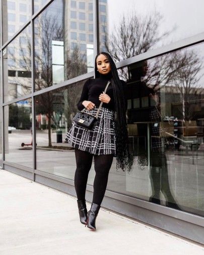 School Outfits Classy Elegant, Turtleneck Dress With Shoulder Pads, Womens Fall Outfits Black Women, Fall Work Clothes Women, Elegant Fall Looks, Fall Dressed Up Outfits, Chic Winter Outfits Classy Date Night, Pre Fall Outfits 2023, Cute Work Outfits For Women