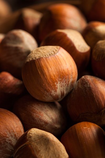 some nuts are sitting together on the table