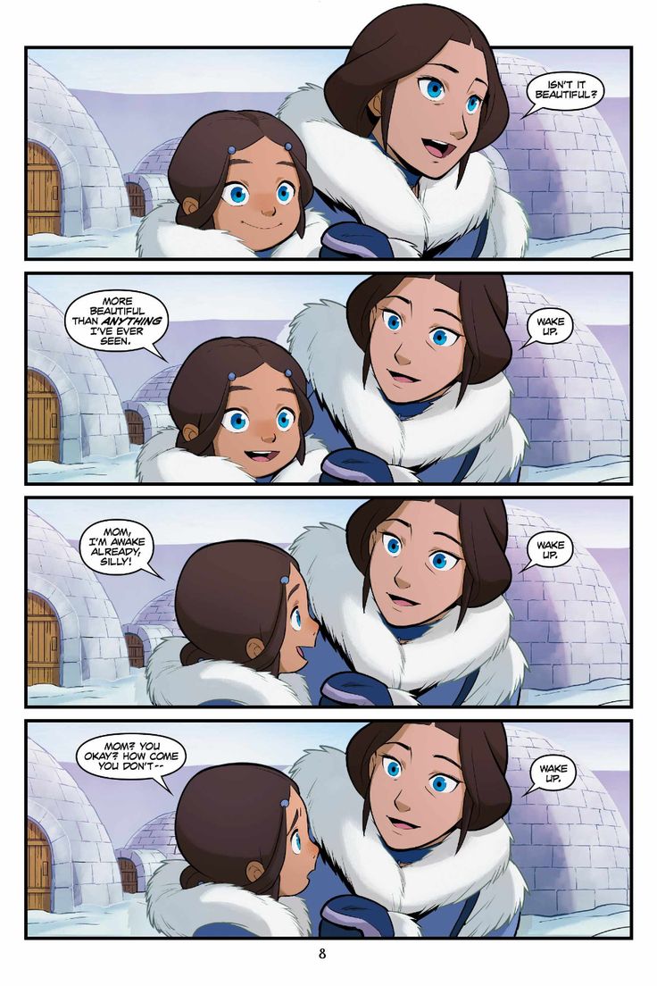 a comic strip with an image of two people in winter clothes and one is hugging the other