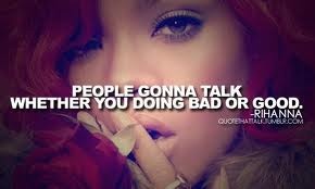 a woman with red hair is holding her hand up to her face and the words people gon't talk whether you doing bad or good