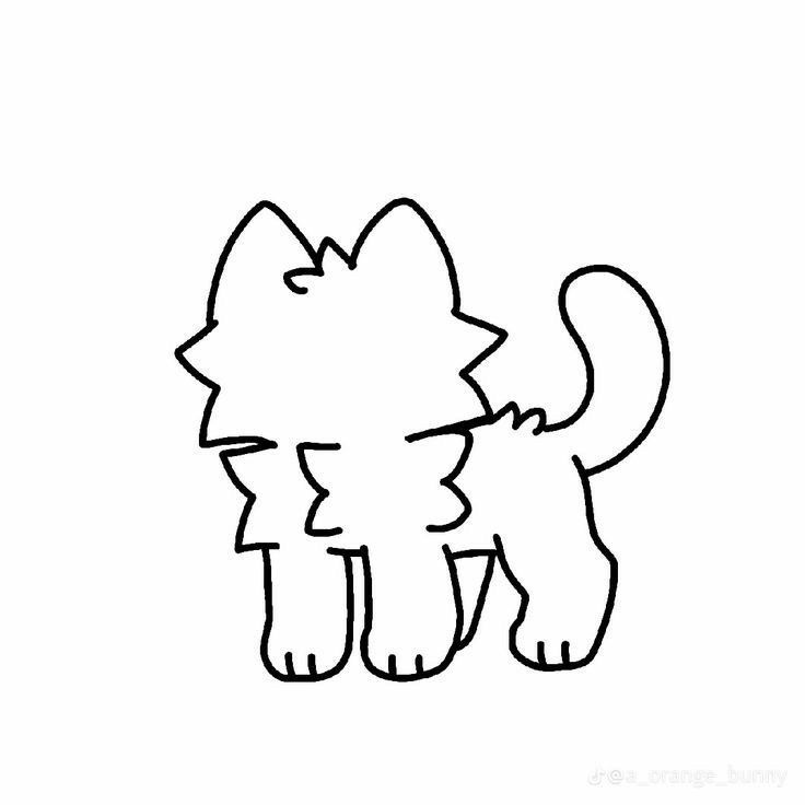 a black and white drawing of a dog with its tail curled in the shape of a cat